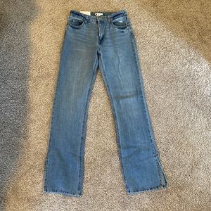 H&M High Waisted Straight Leg Jeans with Ankle Slit